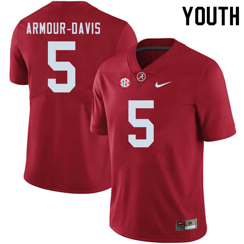 Alabama Crimson Tide Youth Jalyn Armour-Davis #5 Crimson NCAA Nike Authentic Stitched 2020 College Football Jersey EB16V54VD
